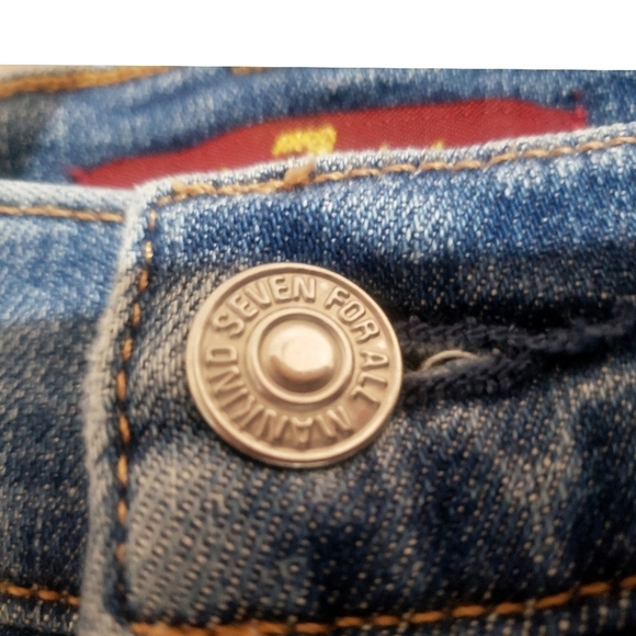 7 FAMK Jean Womens 24 Blue Denim Alexa Cropped Frayed Striped Wide Leg Raw Hem - Picture 9 of 12